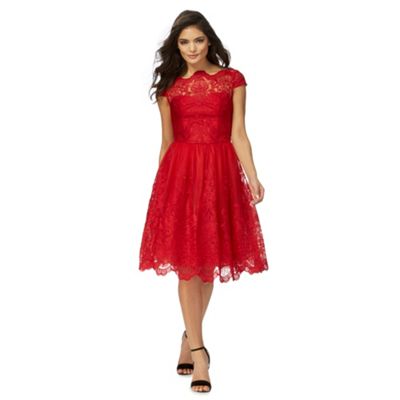 Red 'Dione' lace dress